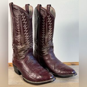 Cowtown Vintage Men's Cowboy Boots Size 7.5 D Bull Shoulder Western Cordovan